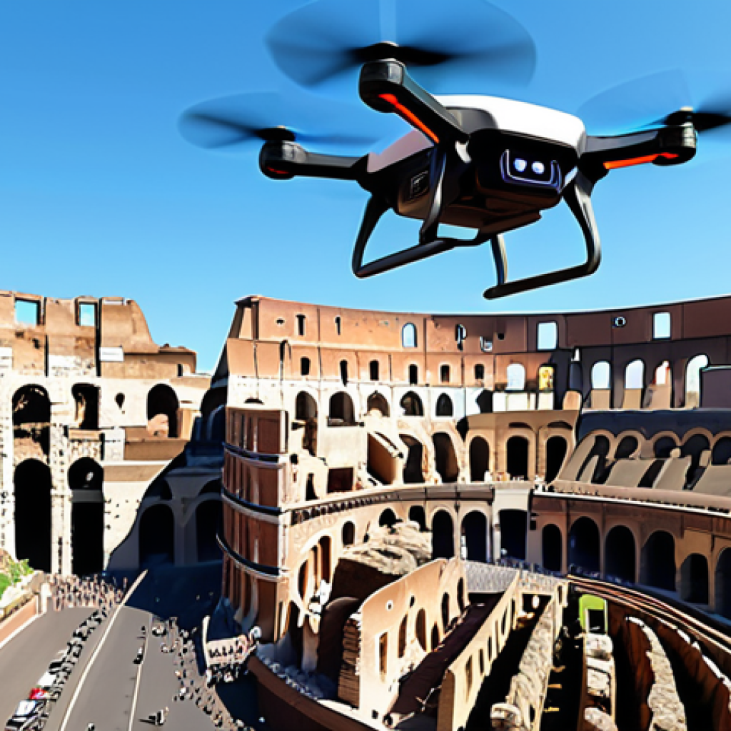Passenger Drone Over Rome**

*Prompt:* Futuristic electric passenger drone, VoloCity, flying over the Colosseum in Rome. Sunny day, clear blue sky. Focus on the sleek design of the drone and the iconic Roman landmark. Include subtle Italian flags in the background.

**