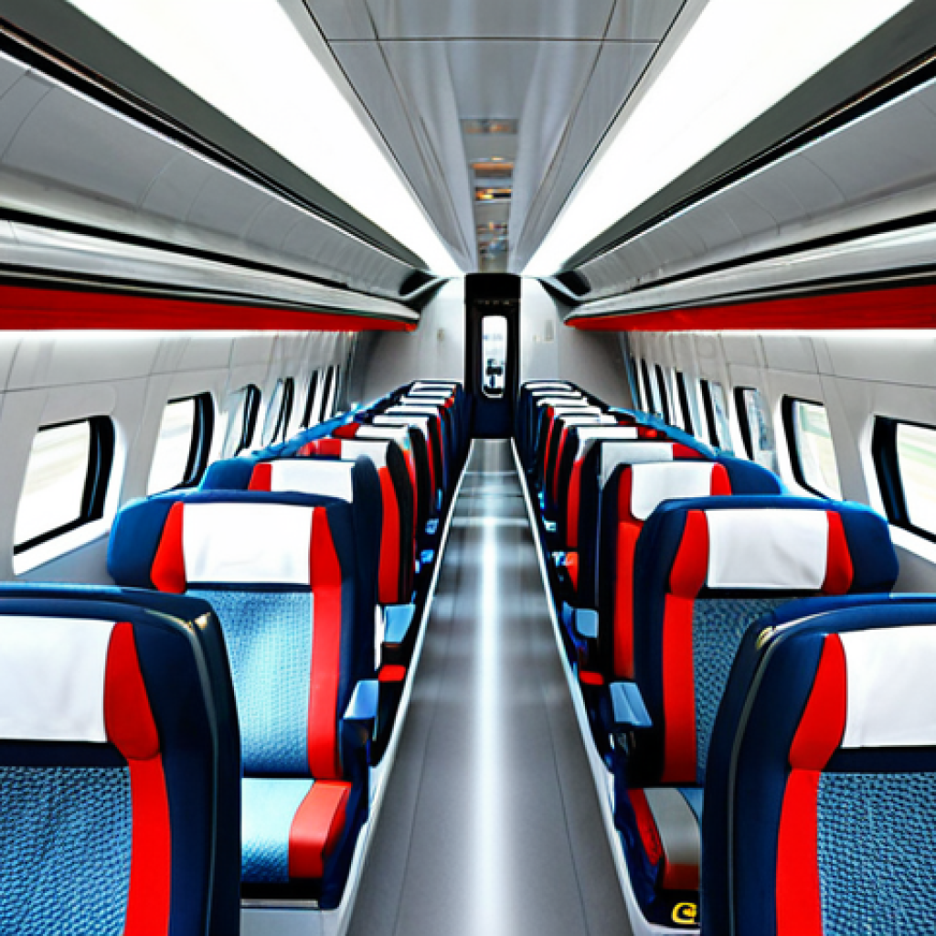 High-Speed Train Interior**

"Interior of a modern Frecciarossa 1000 high-speed train, showcasing comfortable ergonomic seating, large windows, and a clean, well-lit environment, passengers are fully clothed and engaged in reading or using laptops, emphasis on the train's comfort and design, appropriate attire, safe for work, perfect anatomy, natural proportions, professional photography, high quality, modest setting."

**